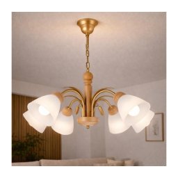 Lustră pe lanț TULIP 5xE27/60W/230V stejar