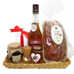 Cos cadou traditional Paste, Tava cu Bunatati, 7 piese, produse naturale - ILIF143