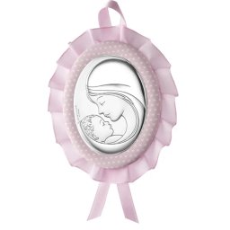 Medalion Maica Domnului Argint 6.5x6.5cm Roz