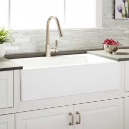 Chiuveta bucatarie granit CookingAid Lux LX8410 Farmhouse Apron Alba Polar White