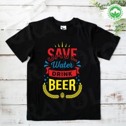 Tricou negru personalizat: Save Water Drink Beer