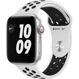 Ceas Smartwatch Apple Watch SE Nike, GPS + Cellular, 44mm Silver Aluminium Case, Pure Platinum/ Black Nike Sport Band
