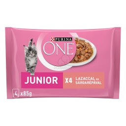 Purina One Junior hrană umedă pisici cu vârsta între 1 și 12 luni, cu somon 4 x 85 g