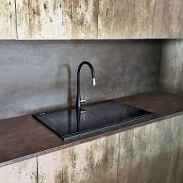 Chiuveta bucatarie granit dubla cu 2 cuve CookingAid Kinga LX8620 Neagra Black Metal Quartz + accesorii montaj