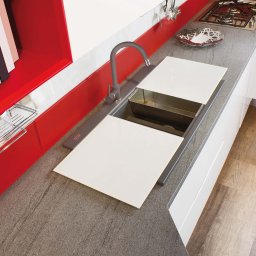 Chiuveta bucatarie granit dubla cu 2 cuve CookingAid Kinga LX8620 Maro Trufa Truffle + accesorii montaj