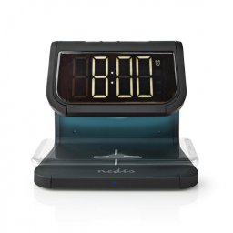 Ceas cu alarma si incarcare wireless Qi 10W Negru, Nedis WCACQ10W1BK*