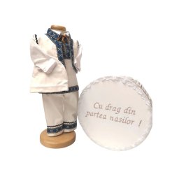 Set Botez Traditional Adi , 2 piese costumas traditional si cufar brodat botez