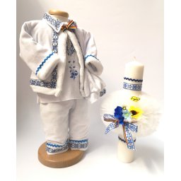 Set Botez Traditional Raul 13 , 2 piese costumas traditional si lumanare botez Traditional