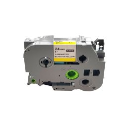 Banda laminata compatibila Brother TZe-651, 24 mm, negru pe galben, pentru semnalizare industriala, echipamente si avertizare vizuala