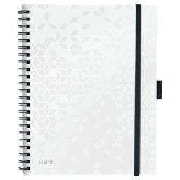 Caiet de birou LEITZ WOW Be Mobile, PP, A4, 80 coli, cu spira, dictando, alb