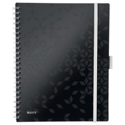 Caiet de birou LEITZ WOW Be Mobile, PP, A4, 80 coli, cu spira, matematica, negru