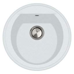 Chiuveta bucatarie rotunda granit CookingAid Naiky NK5110 Alba Polar White + accesorii montaj