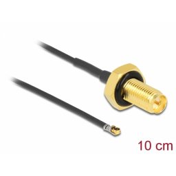 Adaptor RP-SMA bulkhead la MHF® 4L LK 1.37 10cm rezistent la stropire, Delock 12655