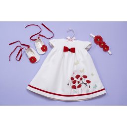 Set botez 3 piese brodat Poppy Field