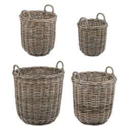 Set 4 cosuri depozitare din rattan maro Narra ø 53 cm x 52 h
