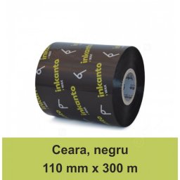 Ribon ARMOR Inkanto AWR8, ceara (wax), negru, 110mmX300M, OUT