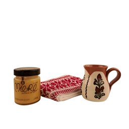 Pachet cadou cu cana ceramica de Sitar Baia Mare, miere si stergar traditional (CAD040)