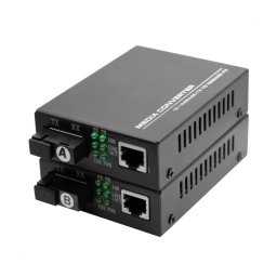 Kit media convertoare fibra optica wdm sm 10/100 SC 20km, 5v 2A 1310/ 1550