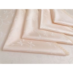 Fata de masa damasc 150x350 cu 12 servetele, cu dantela, Frunze de maslin