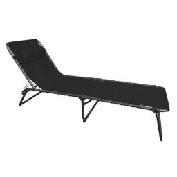 Sezlong pentru gradina, metalic, reglabil, negru, 190x58x28 cm, Veracruz