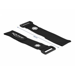 Set 3 cureluse tip Hook-and-loop cu inel pentru surub 280 x 38mm Negru, Delock 19549