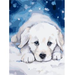 Set pictura pe numere, cu sasiu, Catelus, 40x50 cm
