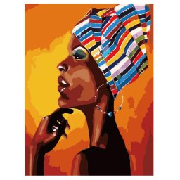 Set pictura pe numere, cu sasiu, Portret African, 40x50 cm