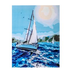 Set pictura pe numere, cu sasiu, Barca pe Mare, 40x50 cm