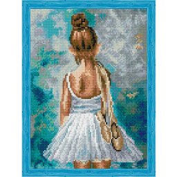 Set goblen cu diamante, cu sasiu, Balerina, 30x40 cm