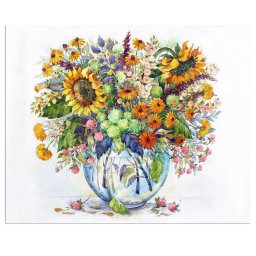 Set goblen cu diamante, cu sasiu, Flori de Camp, 40x50 cm