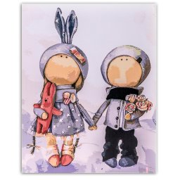 Set pictura pe numere, cu sasiu, Papusi, 30x40 cm