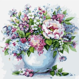 Set pictura pe numere, cu sasiu, Flori Delicate, 40x50 cm