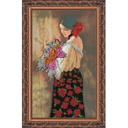 Set broderie cu margele cusute. Marcela, 14 culori, 27x45 cm