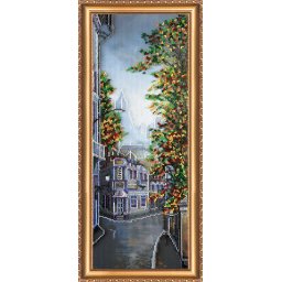 Set broderie cu margele cusute, Strada in St. Petersburg, 15 culori, 17x45 cm