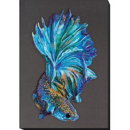 Set broderie cu margele cusute, Albastru-auriu, 18 culori, 27x39 cm