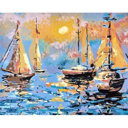 Set pictura pe numere, cu sasiu, Port Linistit, 40x50 cm