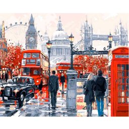 Set goblen cu diamante, cu sasiu, Strada in Londra, 40x50 cm