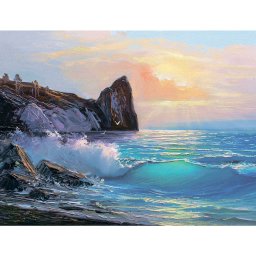 Set goblen cu diamante, cu sasiu, Peisaj de Coasta, 40x50 cm