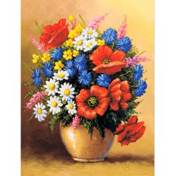 Set goblen cu diamante, cu sasiu, Buchet de Maci, 30x40 cm