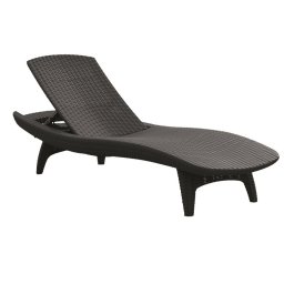 Sezlong de gradina, polipropilena, spatar ajustabil, grafit, Keter Pacific, dimensiuni 197 x 75 x 41 cm