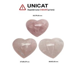 Inima Cuart Roz Mineral Natural - 65-68 x 79-82 x 36-39 mm - (XXL)