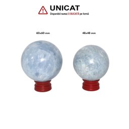 Sfera Calcit Albastru Mineral Natural - 48-60 x 48-60 mm - (XXL)