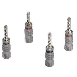 Set 4 conectori cablu boxe Avinity tip banana, argintati