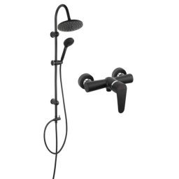Pachet 2in1 Coloana de dus Ferro Rondo, cu baterie dus Negru Mat Algeo, set bara dus Negru Mat, dus fix, para dus mobila