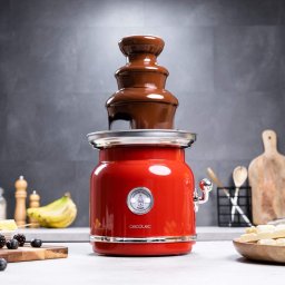 Fantana de ciocolata, Cecotec Fun Chocolicious, 90W, design retro,3 niveluri, Capacitate 700ml, Inox