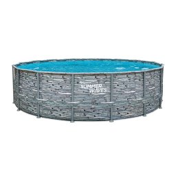 Piscina cu cadru metalic Summer Waves®, 488 x 122 cm, cu scara, filtru si accesorii de curatare, Imitatie piatra