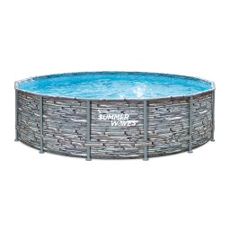 Piscina cu cadru metalic Summer Waves®, 427 x 107 cm, cu scara, filtru si accesorii de curatare, Imitatie Piatra