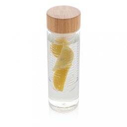 Sticla de apa cu infuzor, 640 ml, 22.7xø6.8 cm, Everestus, 20SEP0130, Tritan, Bambus, Transparent