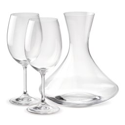 Set sticla pentru vin 1600 ml si 2 pahare 450 ml, Everestus, 20FEB1505, Sticla, Transparent