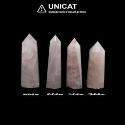Obelisc Cuart Roz 1 Varf - 124-141 x 43-50 x 40-48 mm - ( XXL),